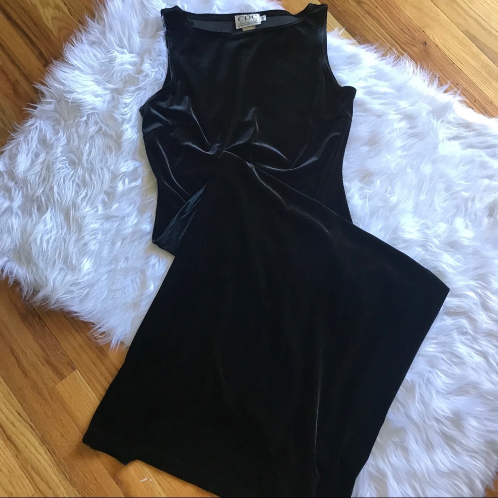 VINTAGE 90S VELVET FITTED MAXI DRESS